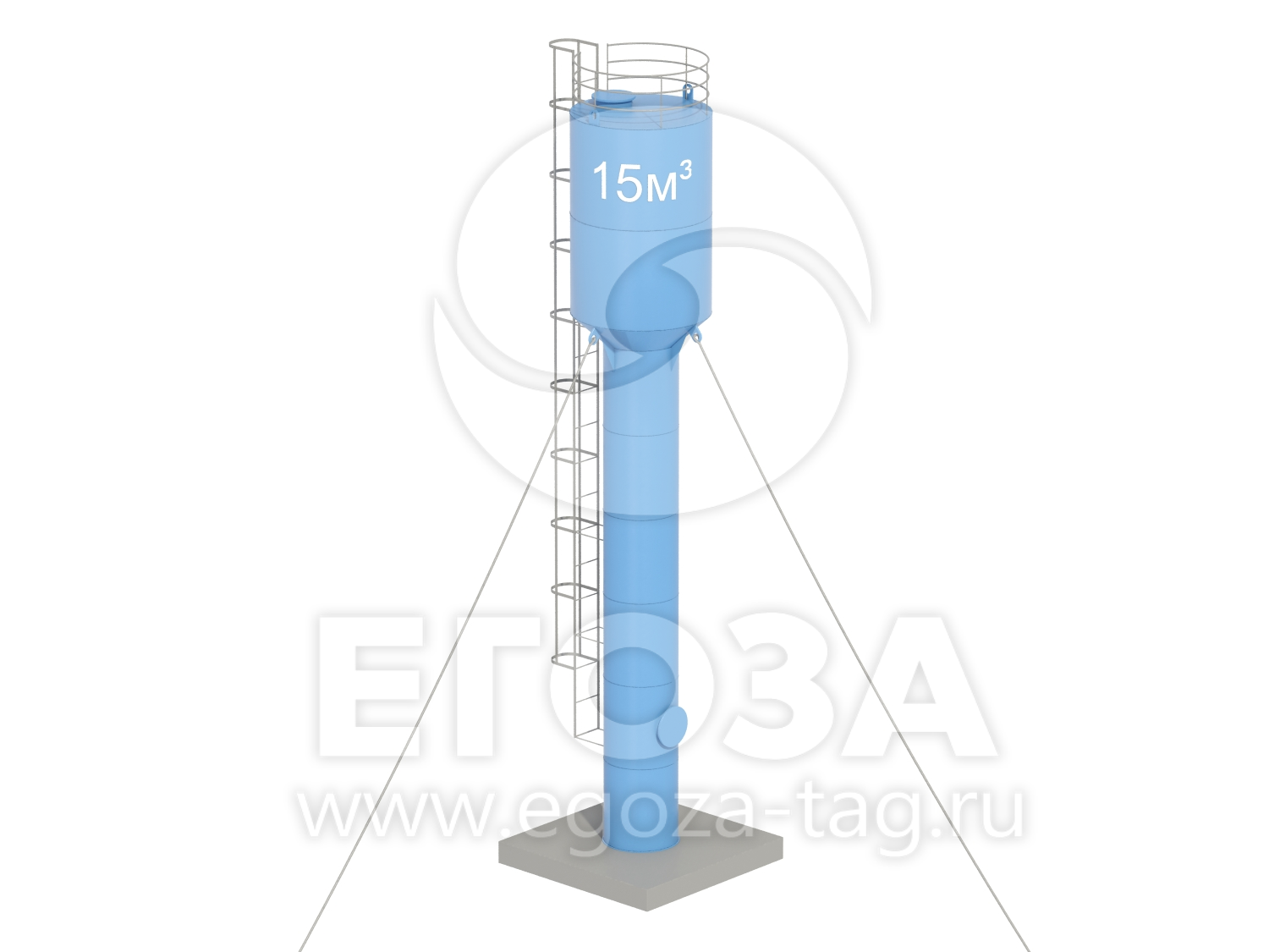 Водонапорная башня Рожновского 15 м3 2400х1200х15500 по ТУ 4х4