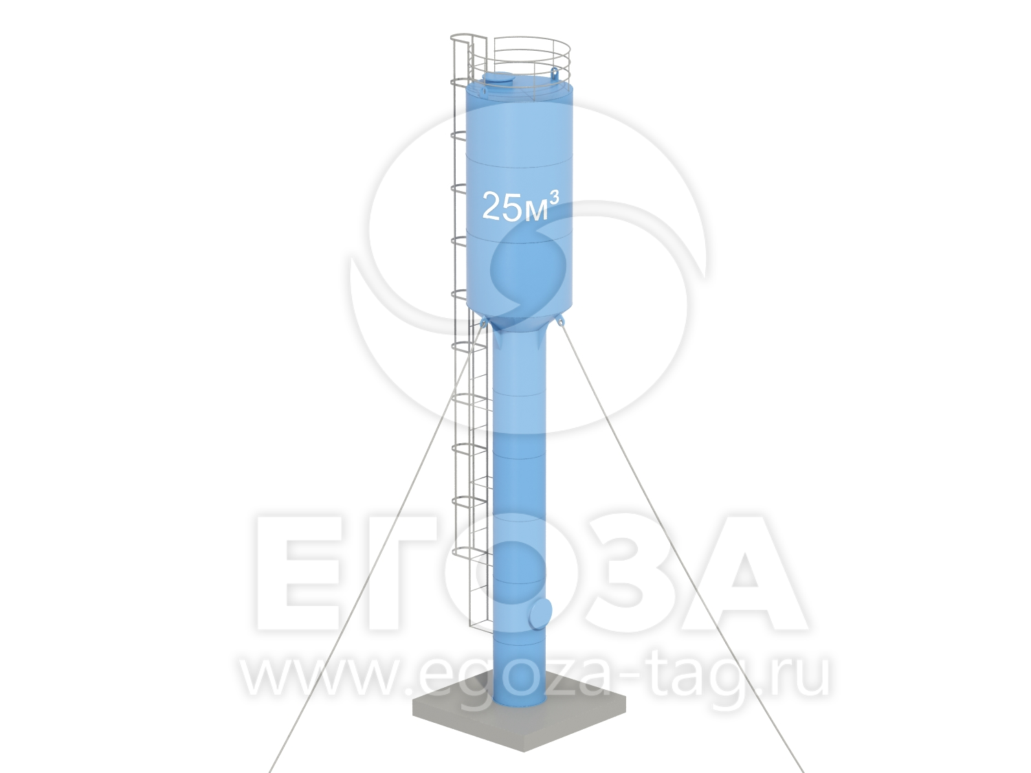 Водонапорная башня Рожновского 25 м3 2400х1200х14000 по ТУ 4х4