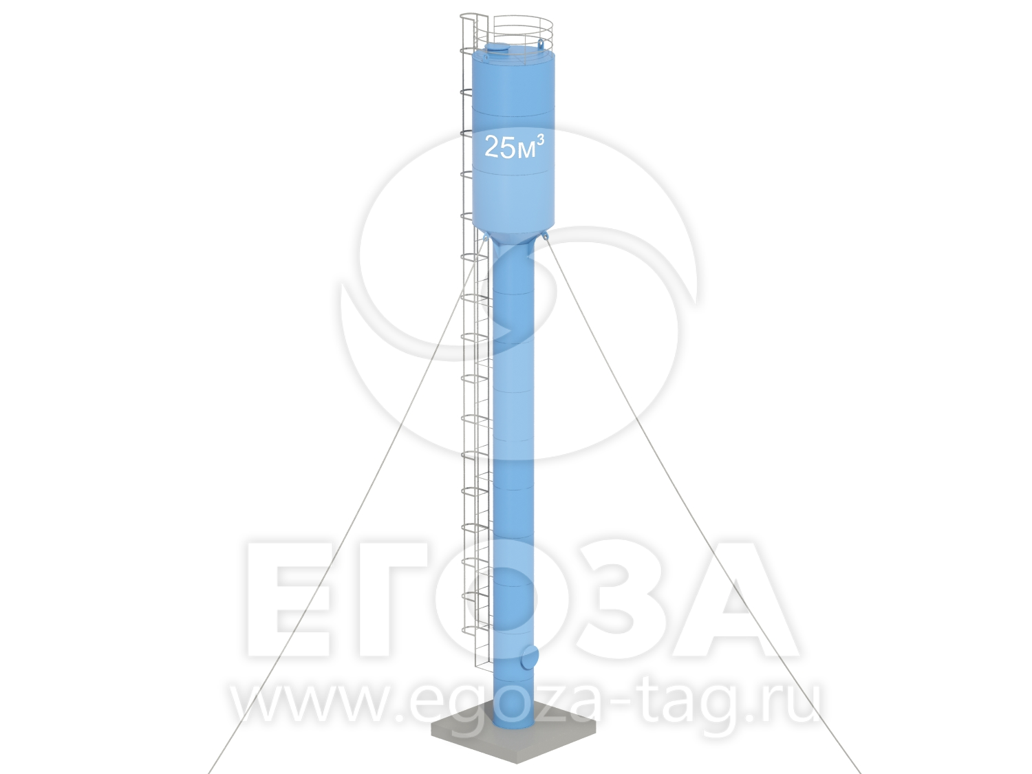 Водонапорная башня Рожновского 25 м3 2400х1200х20000 по ТУ 4х4,5,6