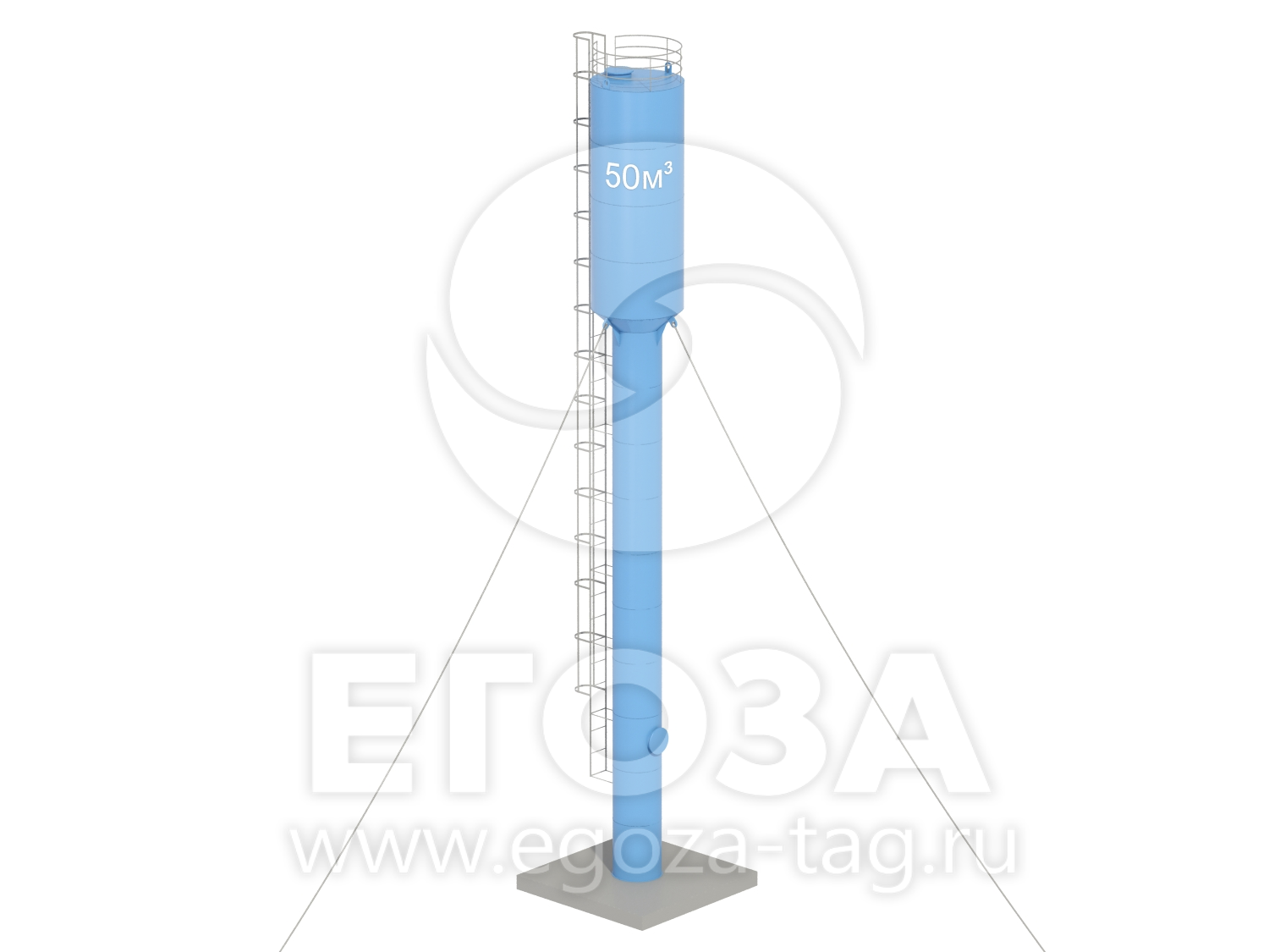 Водонапорная башня Рожновского 50 м3 2400х1200х21500 по ТУ 5х5