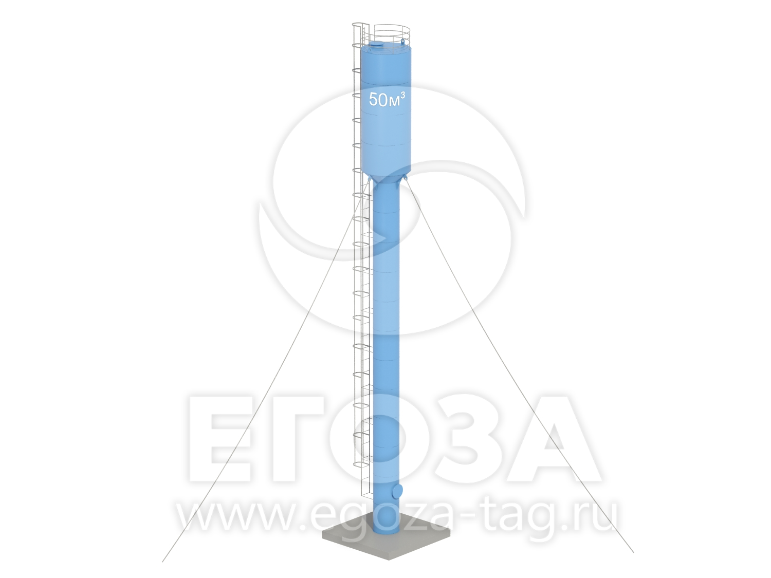 Водонапорная башня Рожновского 50 м3 2400х1200х24500 по ТУ 4х4,5,6