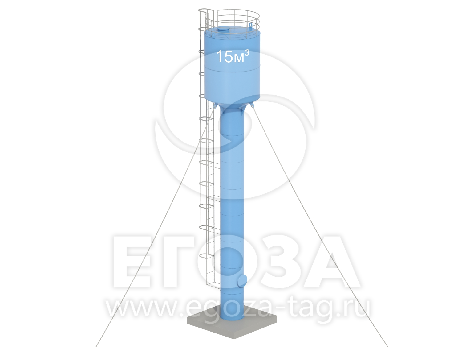 Водонапорная башня Рожновского 15 м3 3020х1200х15500 по ТП 4х4