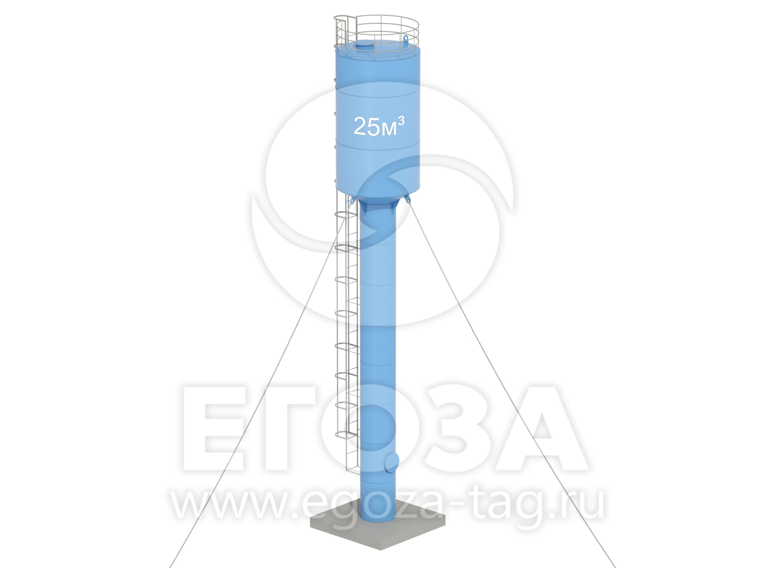 Водонапорная башня Рожновского 25 м3 3020х1200х17000 по ТП 5х5