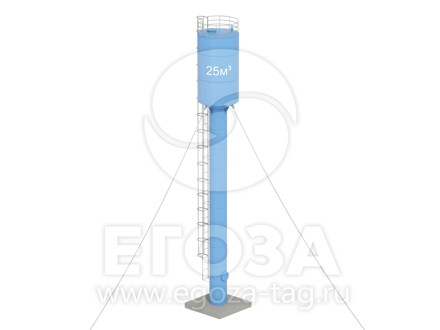 Водонапорная башня Рожновского 25 м3 3020х1200х20000 по ТП 4х4,5,6