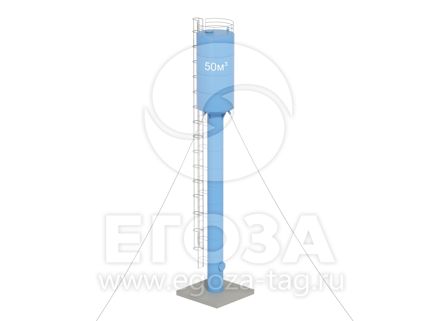 Водонапорная башня Рожновского 50 м3 3020х1200х21500 по ТП 5х5