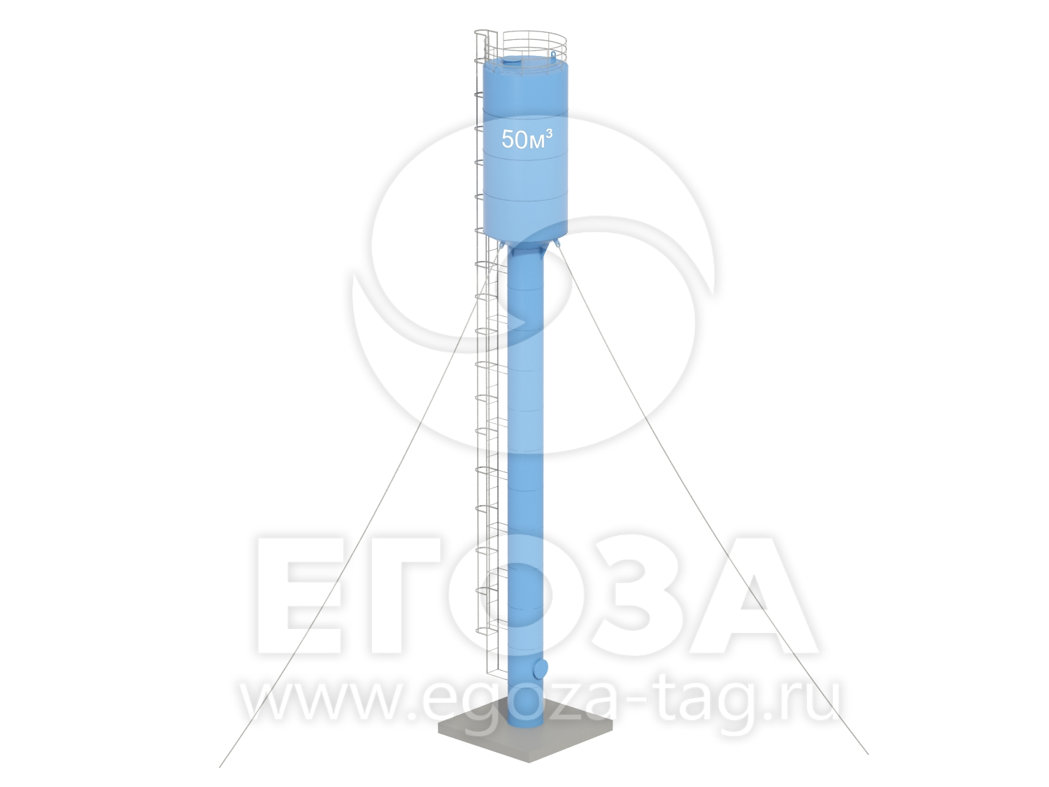 Водонапорная башня Рожновского 50 м3 3020х1200х24500 по ТП 5х5