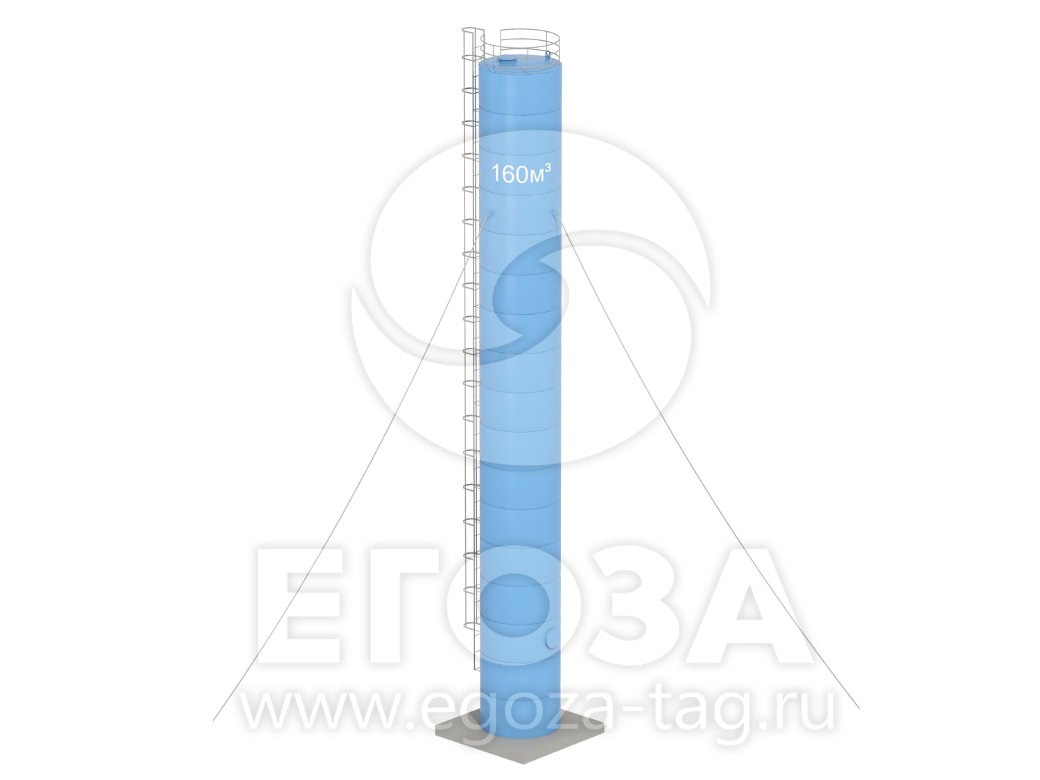 Водонапорная башня Рожновского 160 м3 3020х3020х25500 по ТП 5х5