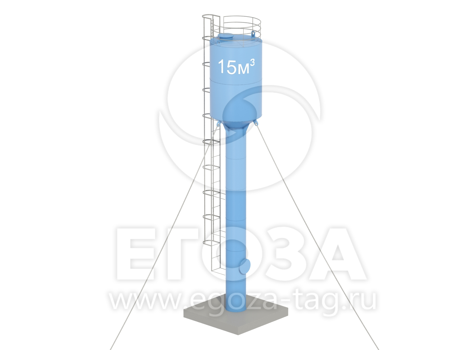 Водонапорная башня Рожновского 15 м3 2400х960х12500 по ТУ 4х4